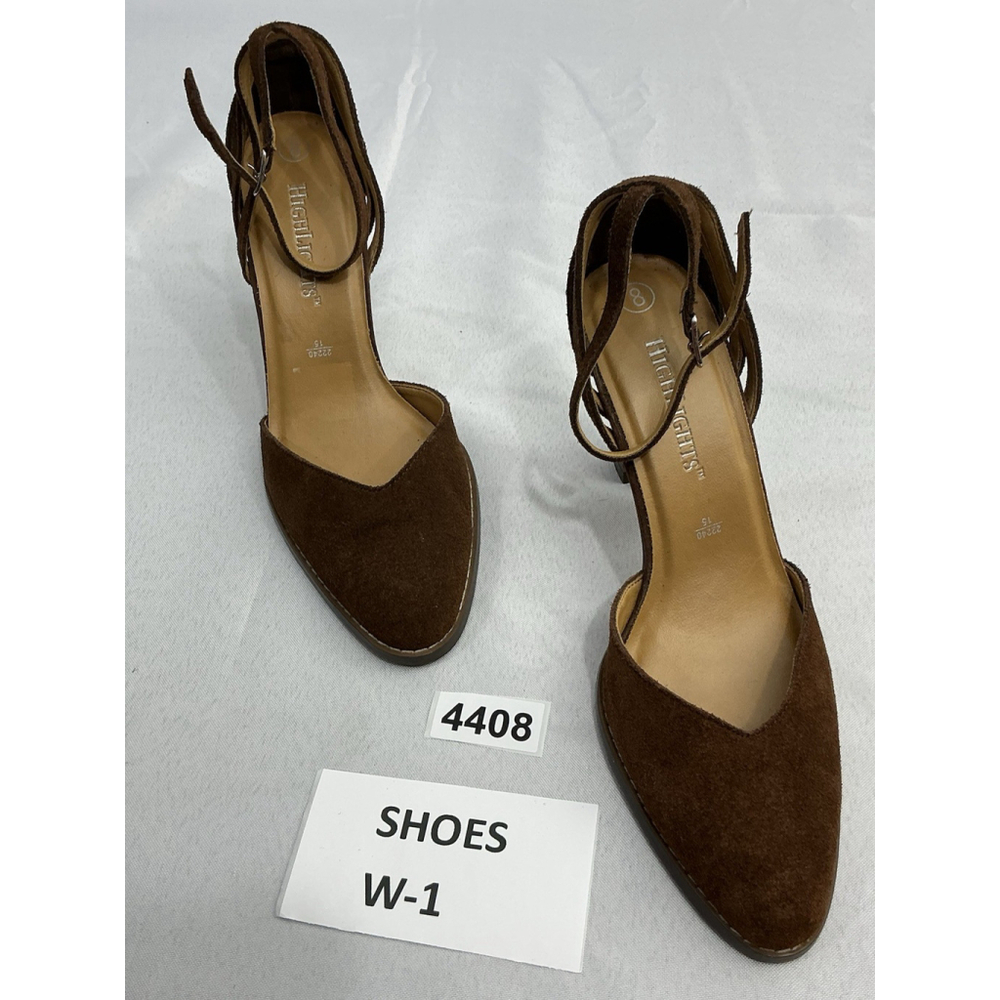 Womans Highlights High Heel Pumps 8 Brown Strappy